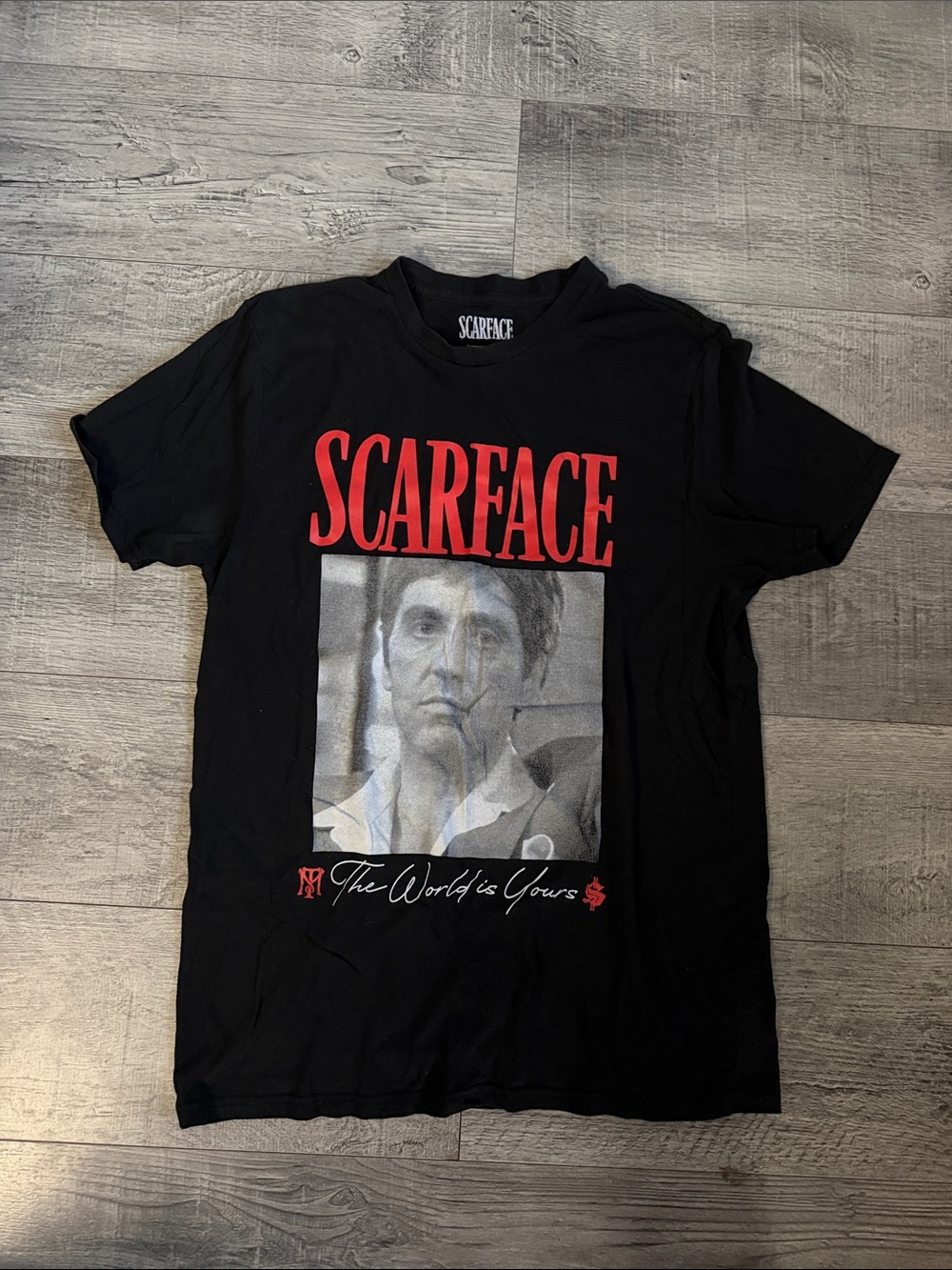 Scarface Graphic Black Men's T-Shirt - 'Scarface' Red Logo